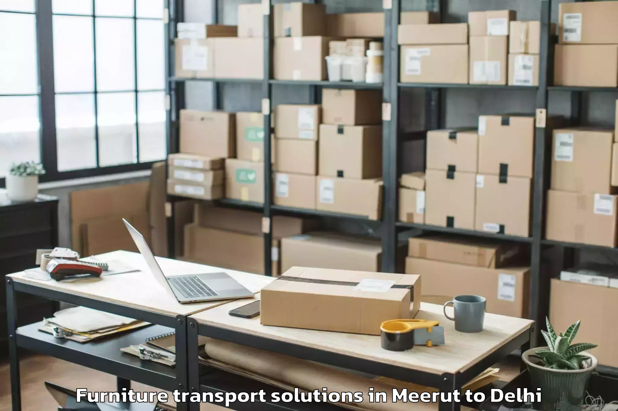 Top Meerut to Alipur Furniture Transport Solutions Available